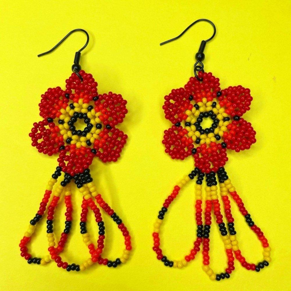 Flower Bouquet Dangle Earrings Earrings hafize Yellow 