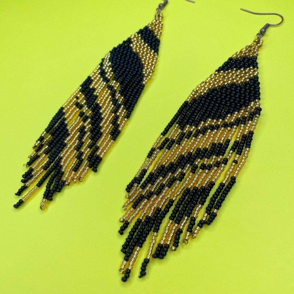 Golden Zebras Beaded Dangle Earrings - Beadzy