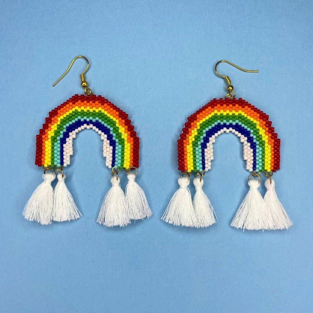Rainbow Tassel Dangle Earrings - Beadzy