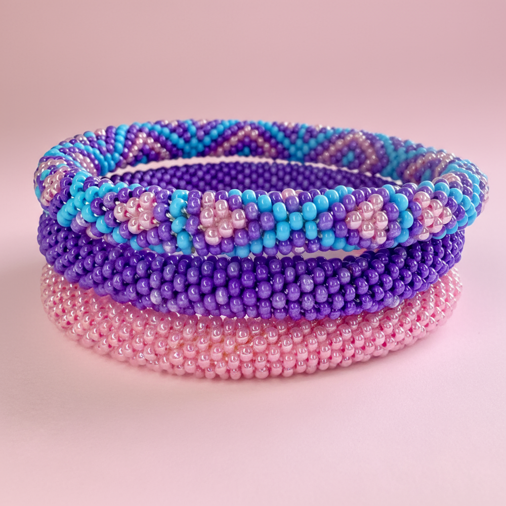 Bubblegum Bloom Beaded Rope Bracelet set in 3 - Beadzy - Australia
