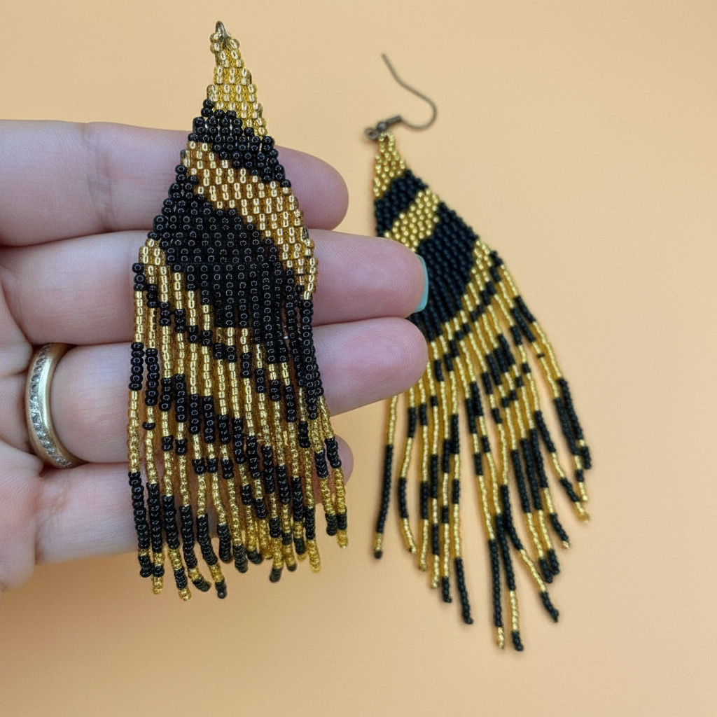 Golden Zebras Beaded Dangle Earrings