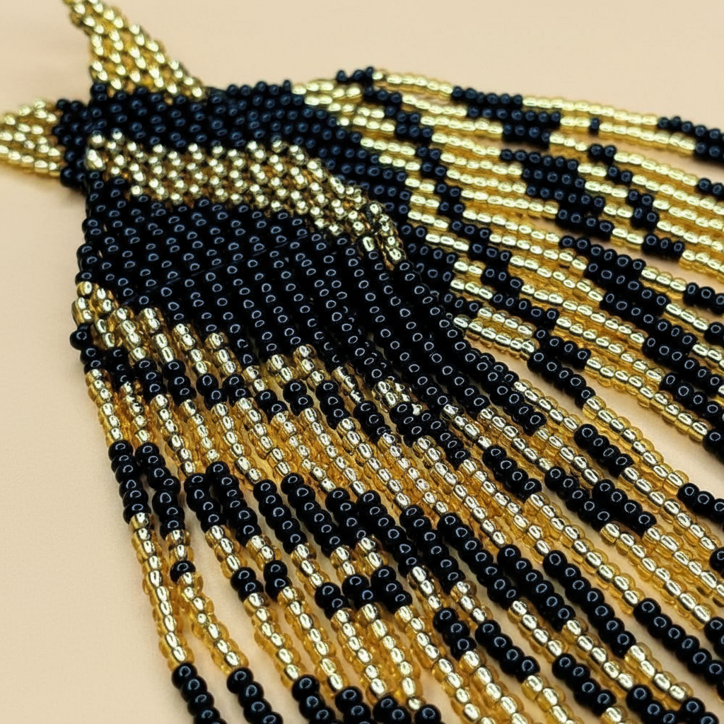Golden Zebras Beaded Dangle Earrings
