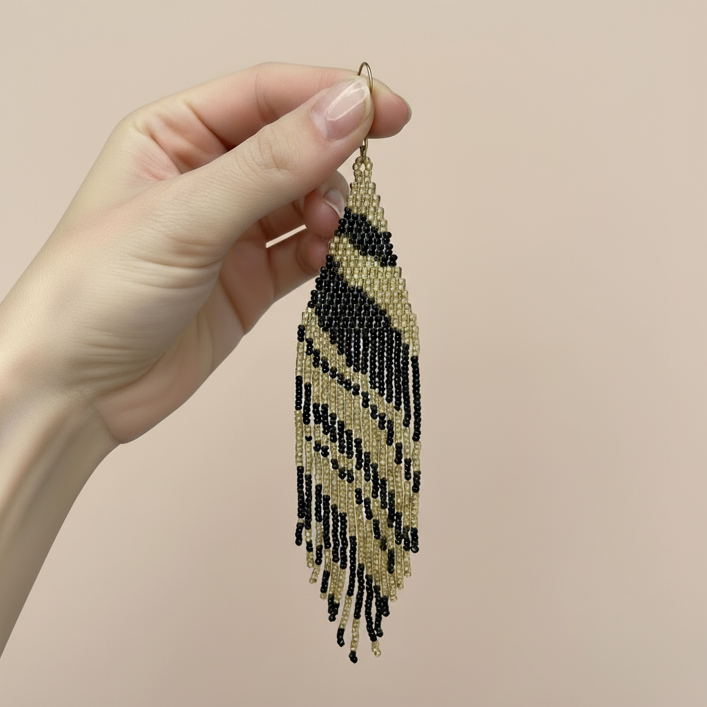 Golden Zebras Beaded Dangle Earrings