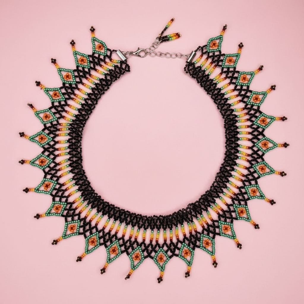 Green Gurdle Tribal Beaded Necklace