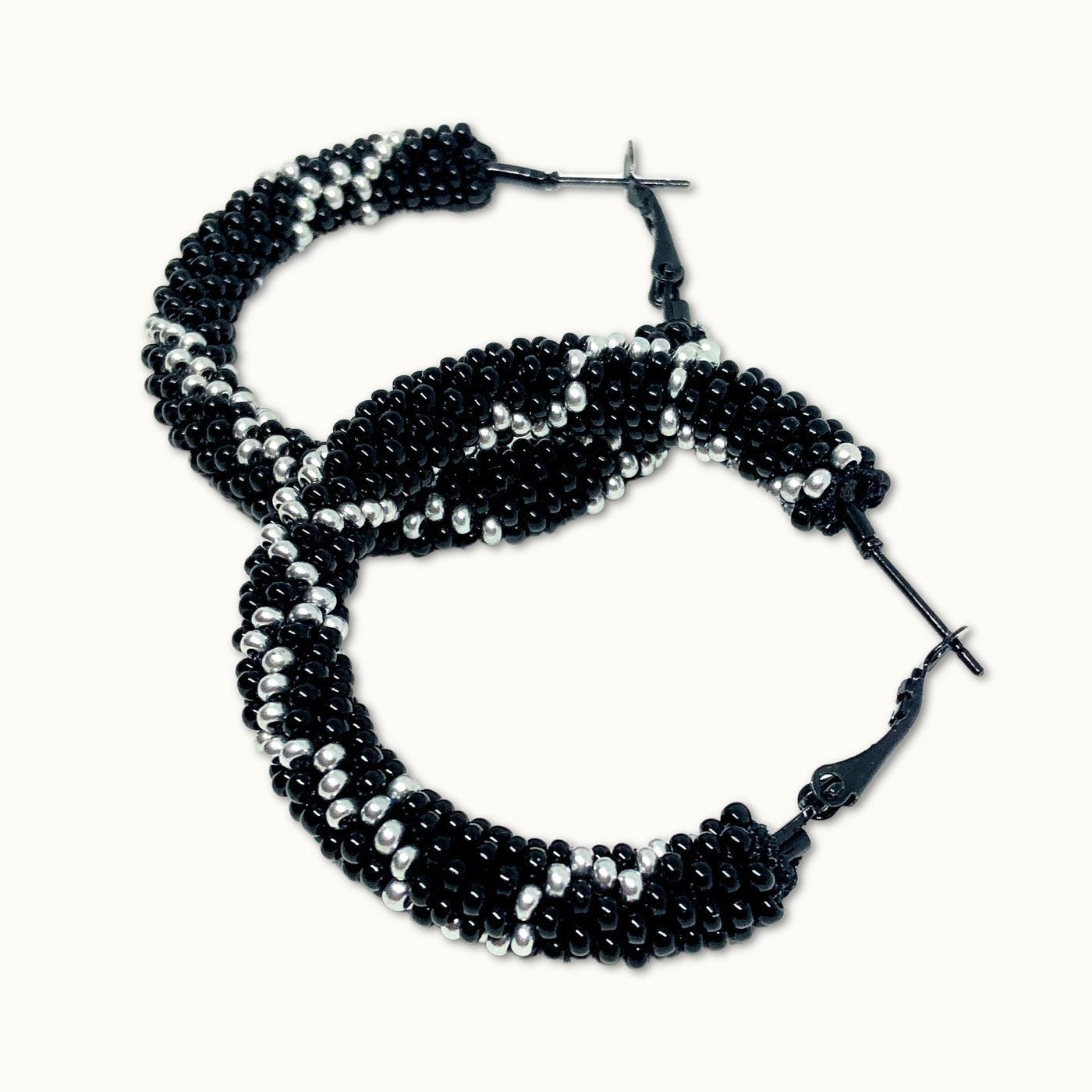 Small Pattern Beaded Rope Hoop Earrings - Beadzy Jewellery