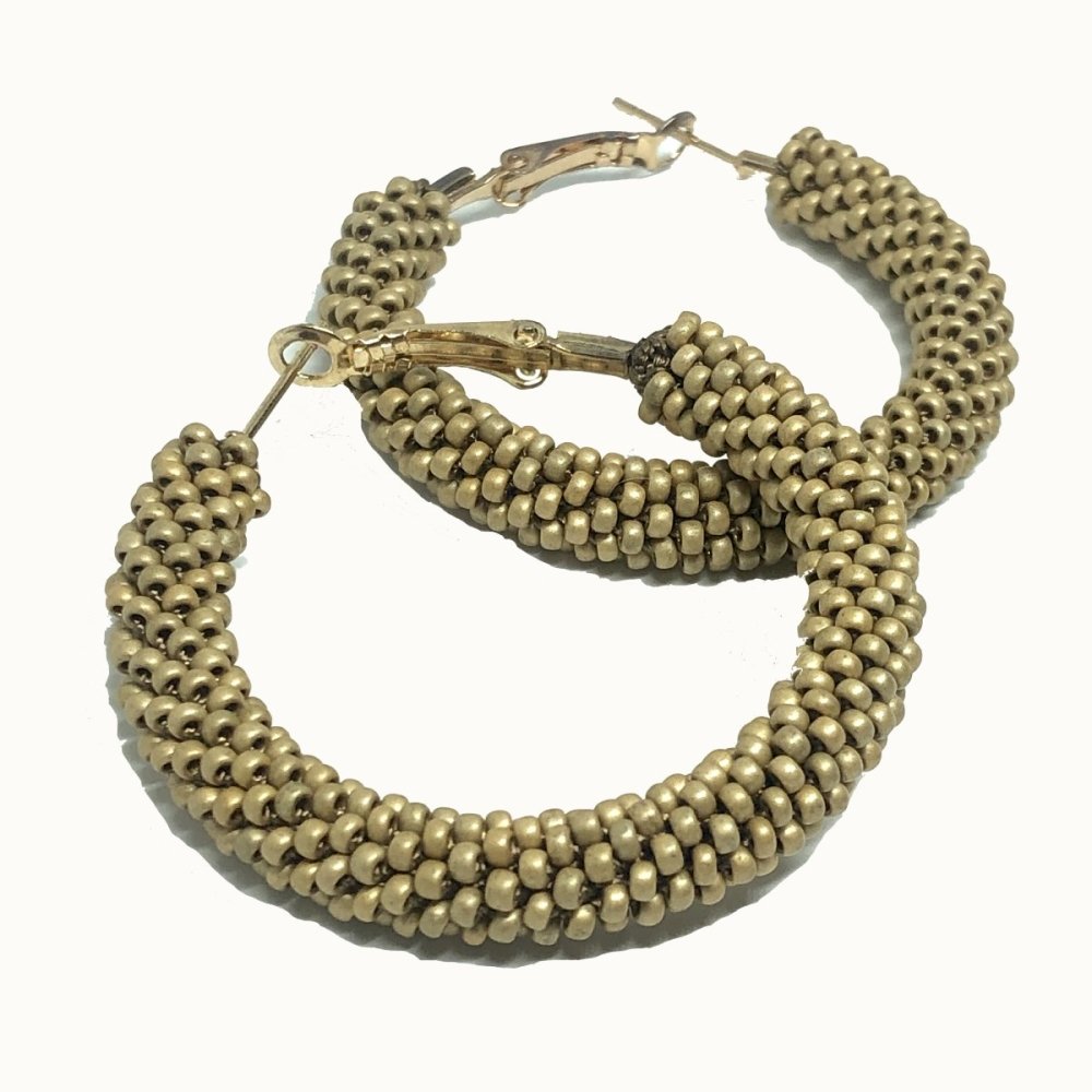 Small Plain Beaded Rope Hoop Earrings - Beadzy Jewellery