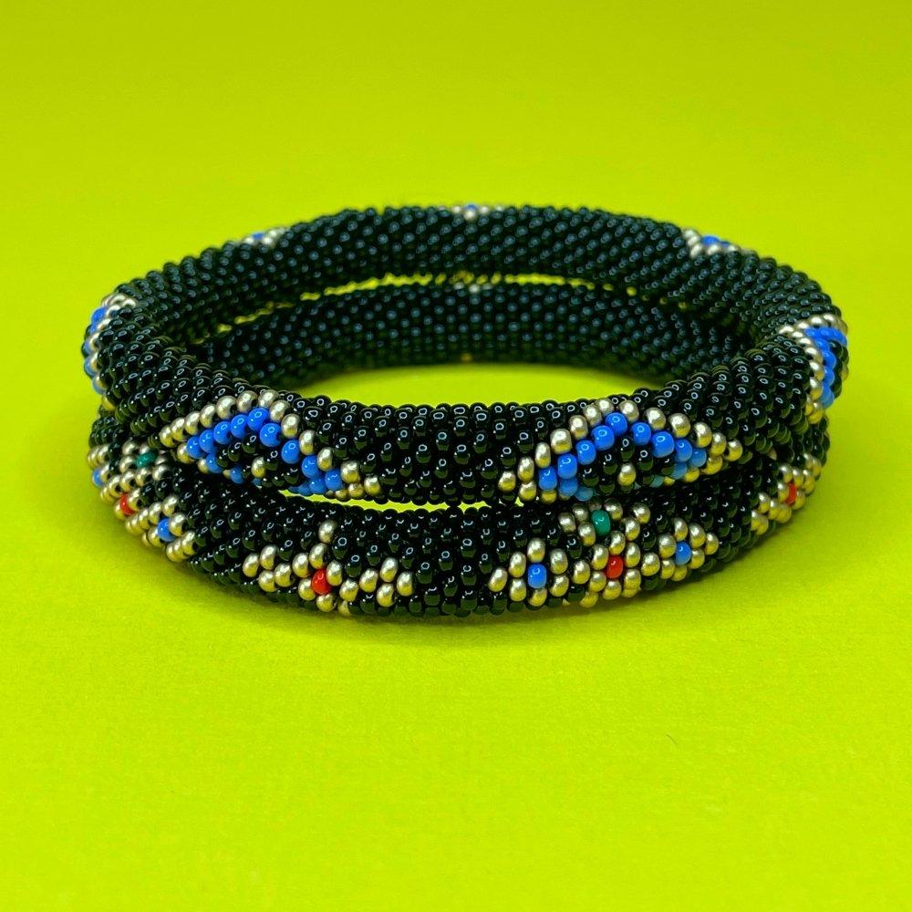 Black Sahmeran Double Bracelet Set - Beadzy