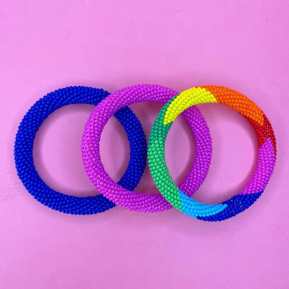 Rainbow Sugar Rope Bracelet set in 3 - Beadzy